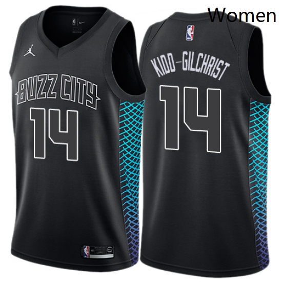 Womens Nike Jordan Charlotte Hornets 14 Michael Kidd Gilchrist Swingman Black NBA Jersey City Editio