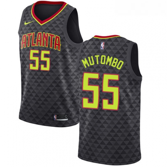 Womens Nike Atlanta Hawks 55 Dikembe Mutombo Authentic Black Road NBA Jersey Icon Edition