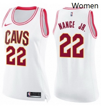 Womens Nike Cleveland Cavaliers 22 Larry Nance Jr Swingman WhitePink Fashion NBA Jersey