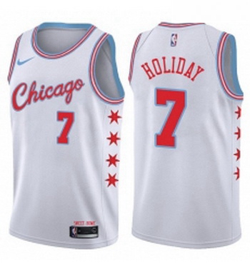 Womens Nike Chicago Bulls 7 Justin Holiday Swingman White NBA Jersey City Edition