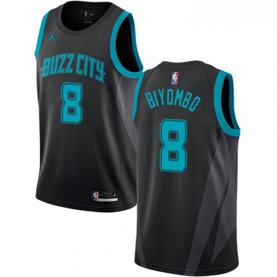 Womens Nike Jordan Charlotte Hornets 8 Bismack Biyombo Swingman Black NBA Jersey 2018 19 City Editio