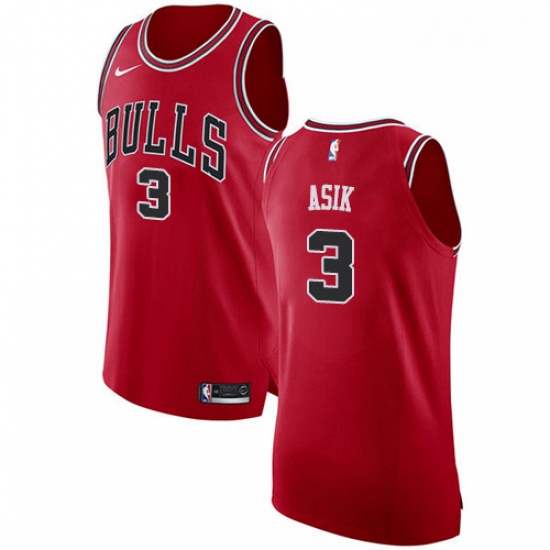 Womens Nike Chicago Bulls 3 Omer Asik Authentic Red Road NBA Jersey Icon Edition