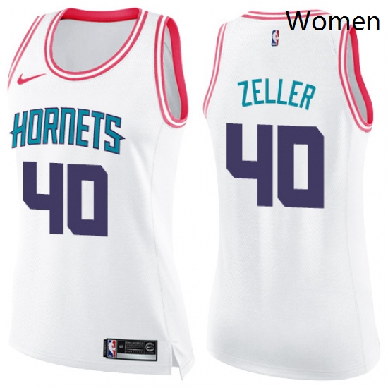 Womens Nike Charlotte Hornets 40 Cody Zeller Swingman WhitePink Fashion NBA Jersey