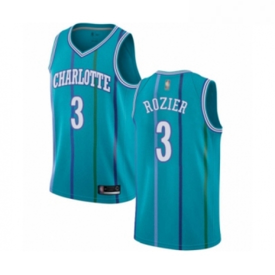 Womens Jordan Charlotte Hornets 3 Terry Rozier Authentic Aqua Hardwood Classics Basketball Jersey