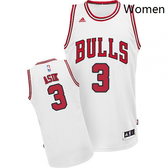 Womens Adidas Chicago Bulls 3 Omer Asik Swingman White Home NBA Jersey