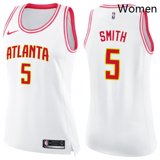 Womens Nike Atlanta Hawks 5 Josh Smith Swingman WhitePink Fashion NBA Jersey