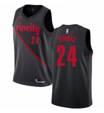 Womens Nike Portland Trail Blazers 24 Anfernee Simons Swingman Black NBA Jersey 2018 19 City Edition