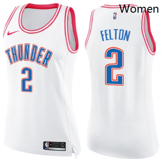 Womens Nike Oklahoma City Thunder 2 Raymond Felton Swingman WhitePink Fashion NBA Jersey