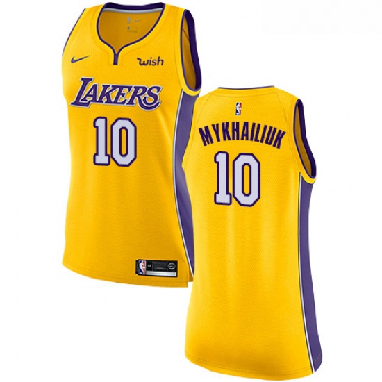 Womens Nike Los Angeles Lakers 10 Sviatoslav Mykhailiuk Swingman Gold NBA Jersey Icon Edition