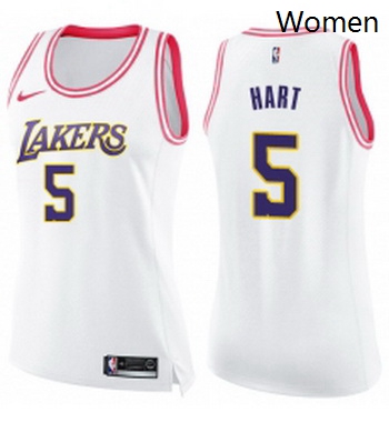 Womens Nike Los Angeles Lakers 5 Josh Hart Swingman WhitePink Fashion NBA Jersey