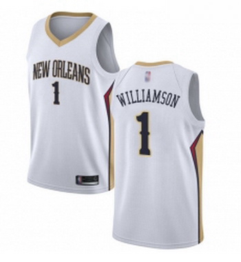 Womens Nike New Orleans Pelicans 1 Zion Williamson White NBA Swingman Association Edition Jersey