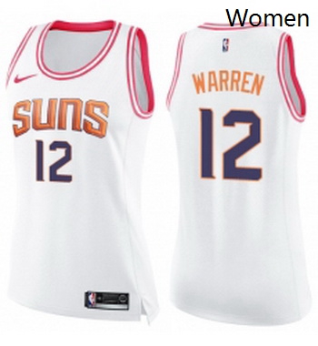 Womens Nike Phoenix Suns 12 TJ Warren Swingman WhitePink Fashion NBA Jersey