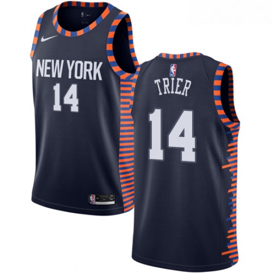Womens Nike New York Knicks 14 Allonzo Trier Swingman Navy Blue 