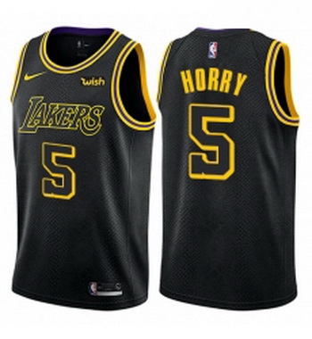 Womens Nike Los Angeles Lakers 5 Robert Horry Swingman Black NBA Jersey City Edition