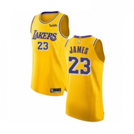 Womens Los Angeles Lakers 23 LeBron James Authentic Gold Basketb