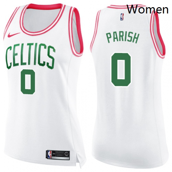 Womens Nike Boston Celtics 0 Robert Parish Swingman WhitePink Fashion NBA Jersey