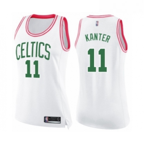 Womens Boston Celtics 11 Enes Kanter Swingman White Pink Fashion Basketball Jersey