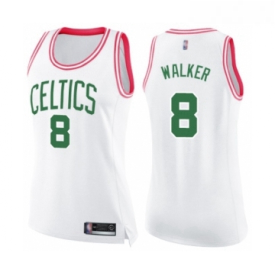 Womens Boston Celtics 8 Kemba Walker Swingman White Pink Fashion Basketball Jersey