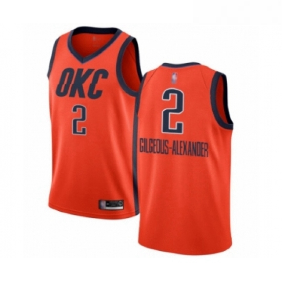 Womens Oklahoma City Thunder 2 Shai Gilgeous Alexander Orange Swingman Jersey Earned Edition