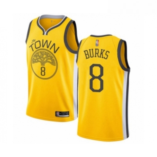 Womens Golden State Warriors 8 Alec Burks Yellow Swingman Jersey Earned Edition