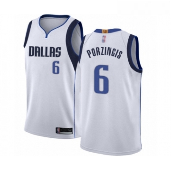 Youth Dallas Mavericks 6 Kristaps Porzingis Swingman White Basketball Jersey Association Edition