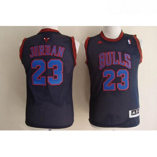 Youth Adidas Chicago Bulls 23 Michael Jordan Swingman Black Blue No NBA Jersey