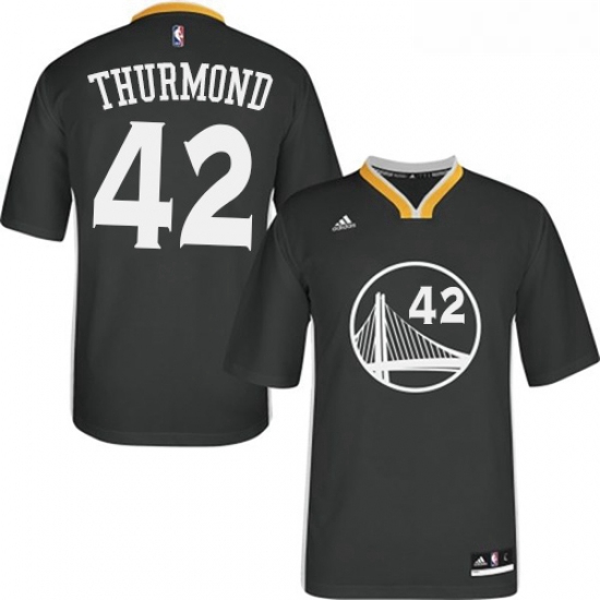 Youth Adidas Golden State Warriors 42 Nate Thurmond Authentic Black Alternate NBA Jersey