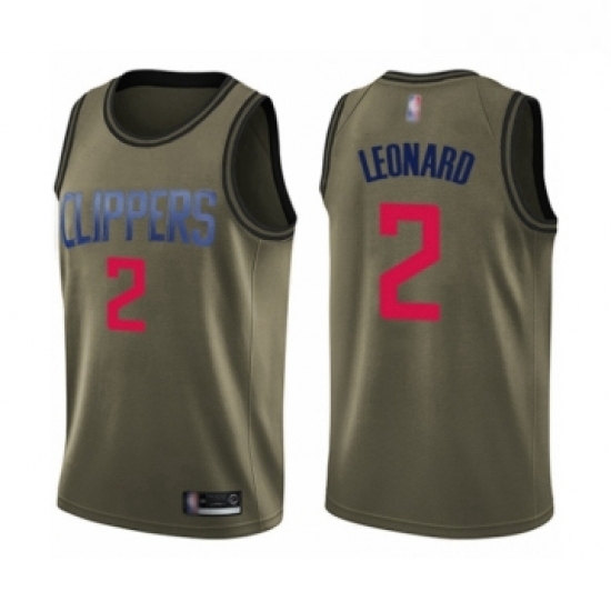 Youth Los Angeles Clippers 2 Kawhi Leonard Swingman Green Salute to Service Basketball Jersey