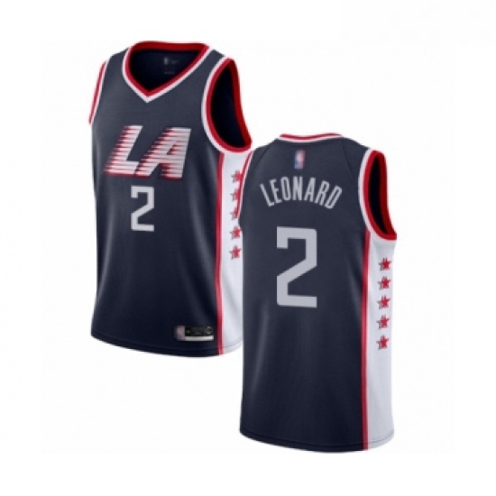 Youth Los Angeles Clippers 2 Kawhi Leonard Swingman Navy Blue Basketball Jersey City Edition