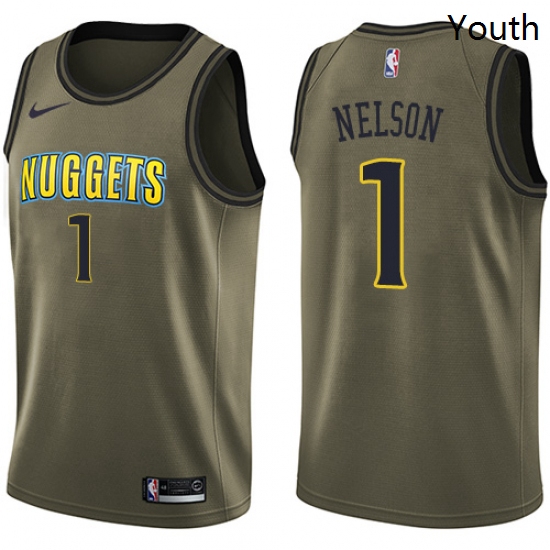 Youth Nike Denver Nuggets 1 Jameer Nelson Swingman Green Salute to Service NBA Jersey