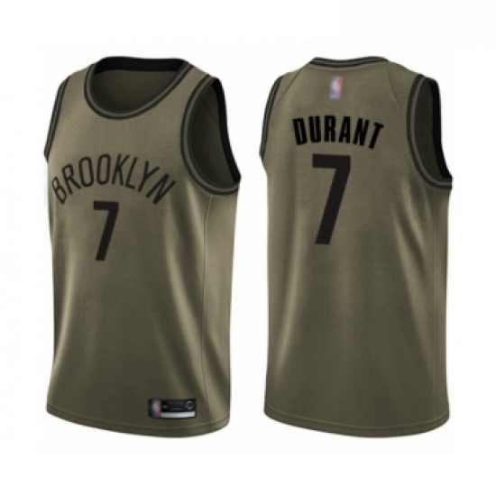 Youth Brooklyn Nets 7 Kevin Durant Swingman Green Salute to Service Basketball Jersey