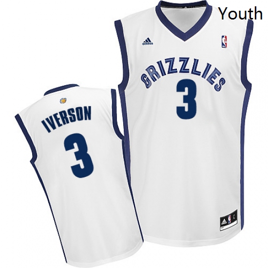 Youth Adidas Memphis Grizzlies 3 Allen Iverson Swingman White Ho