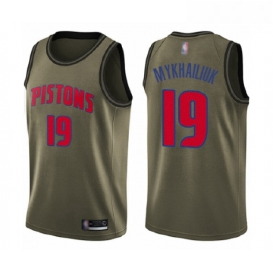 Youth Detroit Pistons 19 Sviatoslav Mykhailiuk Swingman Green Salute to Service Basketball Jersey