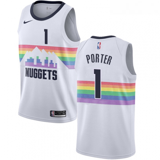 Youth Nike Denver Nuggets 1 Michael Porter Swingman White NBA Jersey City Edition