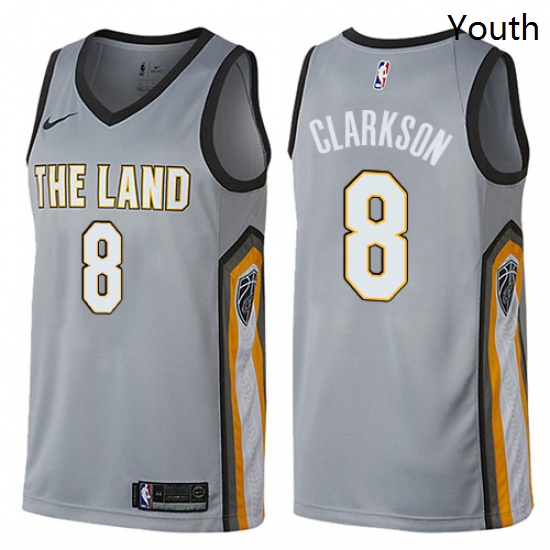 Youth Nike Cleveland Cavaliers 8 Jordan Clarkson Swingman Gray NBA Jersey City Edition