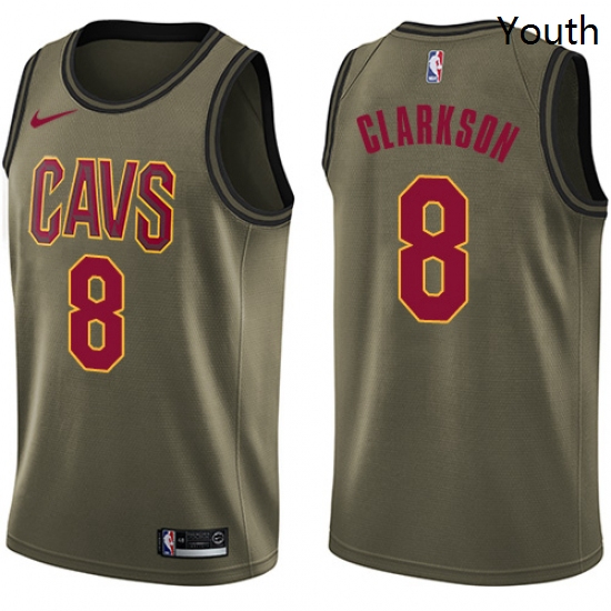 Youth Nike Cleveland Cavaliers 8 Jordan Clarkson Swingman Green Salute to Service NBA Jersey