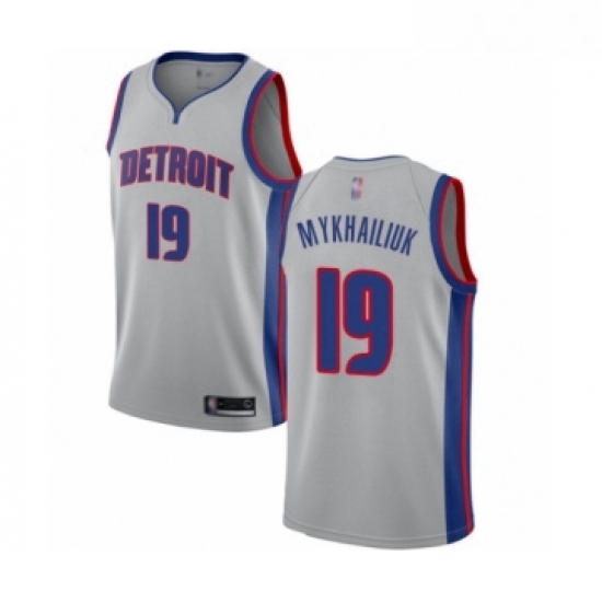 Youth Detroit Pistons 19 Sviatoslav Mykhailiuk Swingman Silver Basketball Jersey Statement Edition