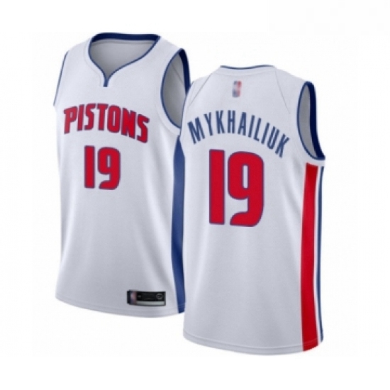 Youth Detroit Pistons 19 Sviatoslav Mykhailiuk Swingman White Basketball Jersey Association Edition