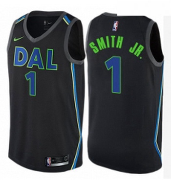 Youth Nike Dallas Mavericks 1 Dennis Smith Jr Swingman Black NBA Jersey City Edition