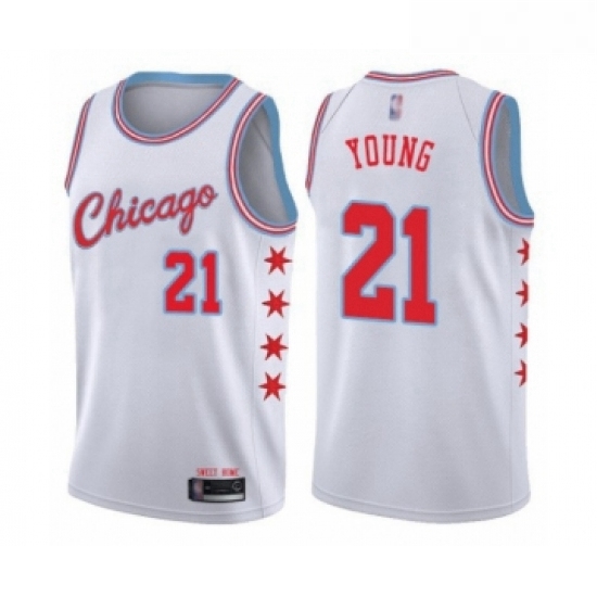 Youth Chicago Bulls 21 Thaddeus Young Swingman White Basketball 