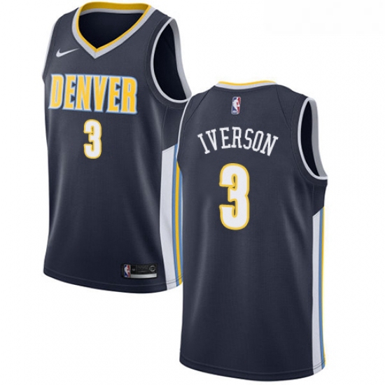 Youth Nike Denver Nuggets 3 Allen Iverson Authentic Navy Blue Ro