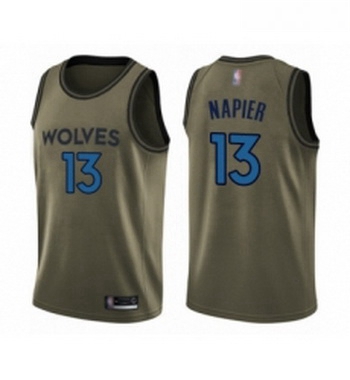 Youth Minnesota Timberwolves 13 Shabazz Napier Swingman Green Salute to Service Basketball Jersey