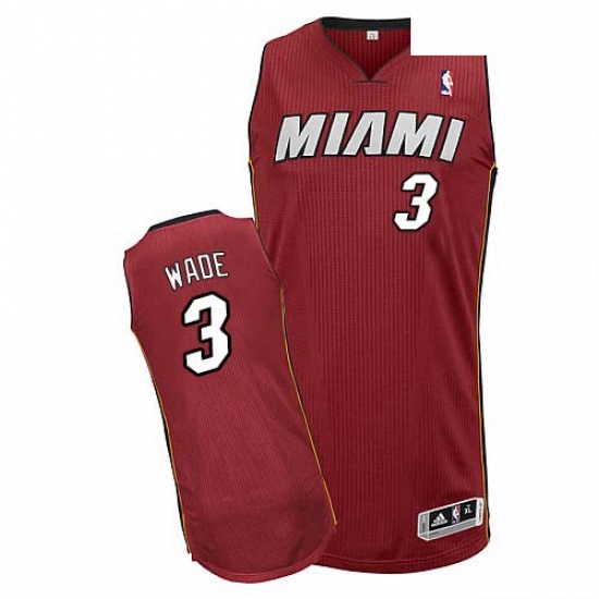 Youth Adidas Miami Heat 3 Dwyane Wade Authentic Red Alternate NBA Jersey