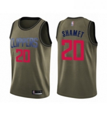 Youth Los Angeles Clippers 20 Landry Shamet Swingman Green Salute to Service Basketball Jersey