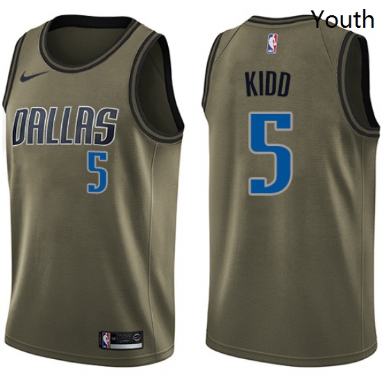 Youth Nike Dallas Mavericks 5 Jason Kidd Swingman Green Salute to Service NBA Jersey