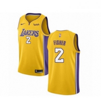 Youth Los Angeles Lakers 2 Derek Fisher Swingman Gold Home Basketball Jersey Icon Edition