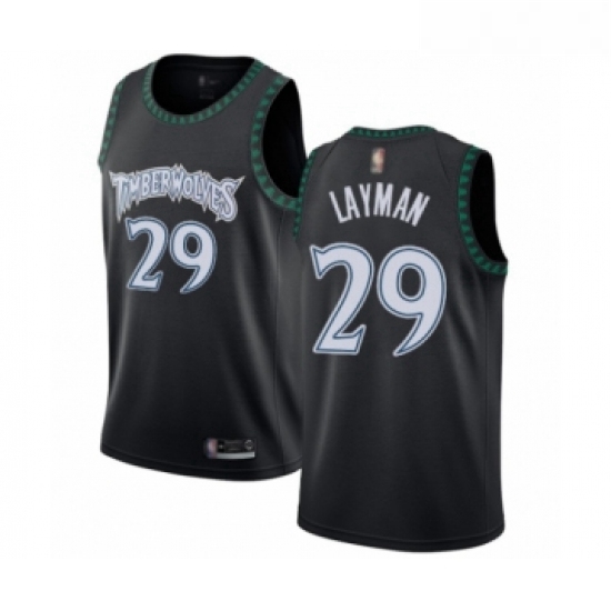 Youth Minnesota Timberwolves 29 Jake Layman Swingman Black Hardwood Classics Jersey