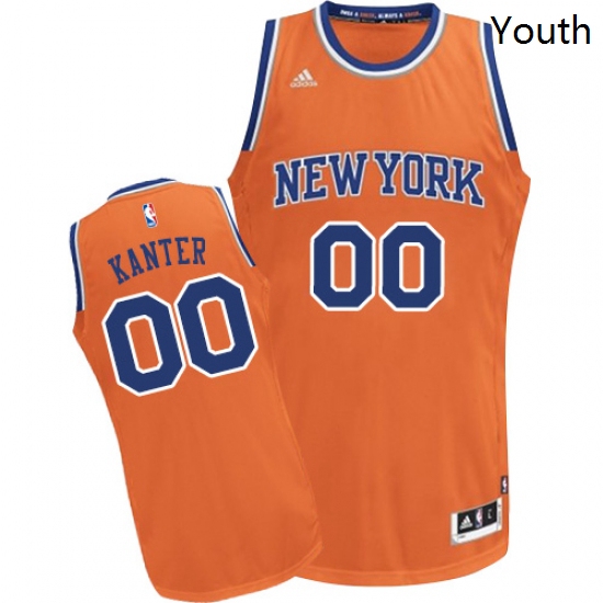 Youth Adidas New York Knicks 00 Enes Kanter Swingman Orange Alternate NBA Jersey