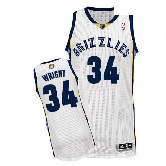 Youth Adidas Memphis Grizzlies 34 Brandan Wright Authentic White Home NBA Jersey