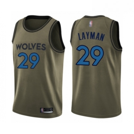 Youth Minnesota Timberwolves 29 Jake Layman Swingman Green Salute to Service Basketball Jersey